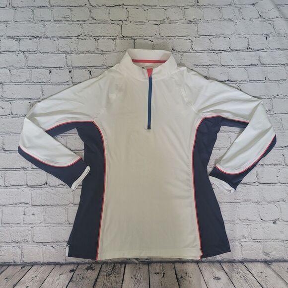 Peter Millar Golf 1/4 Zip Pullover Women Medium White Performance Stretch - Picture 1 of 7